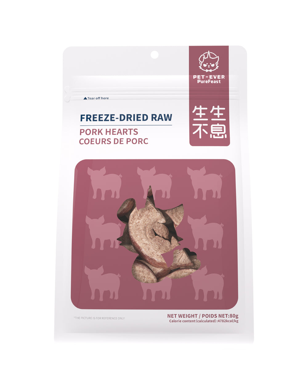 PET-EVER Cœurs de porc lyophilisés crus pour chats et friandises
