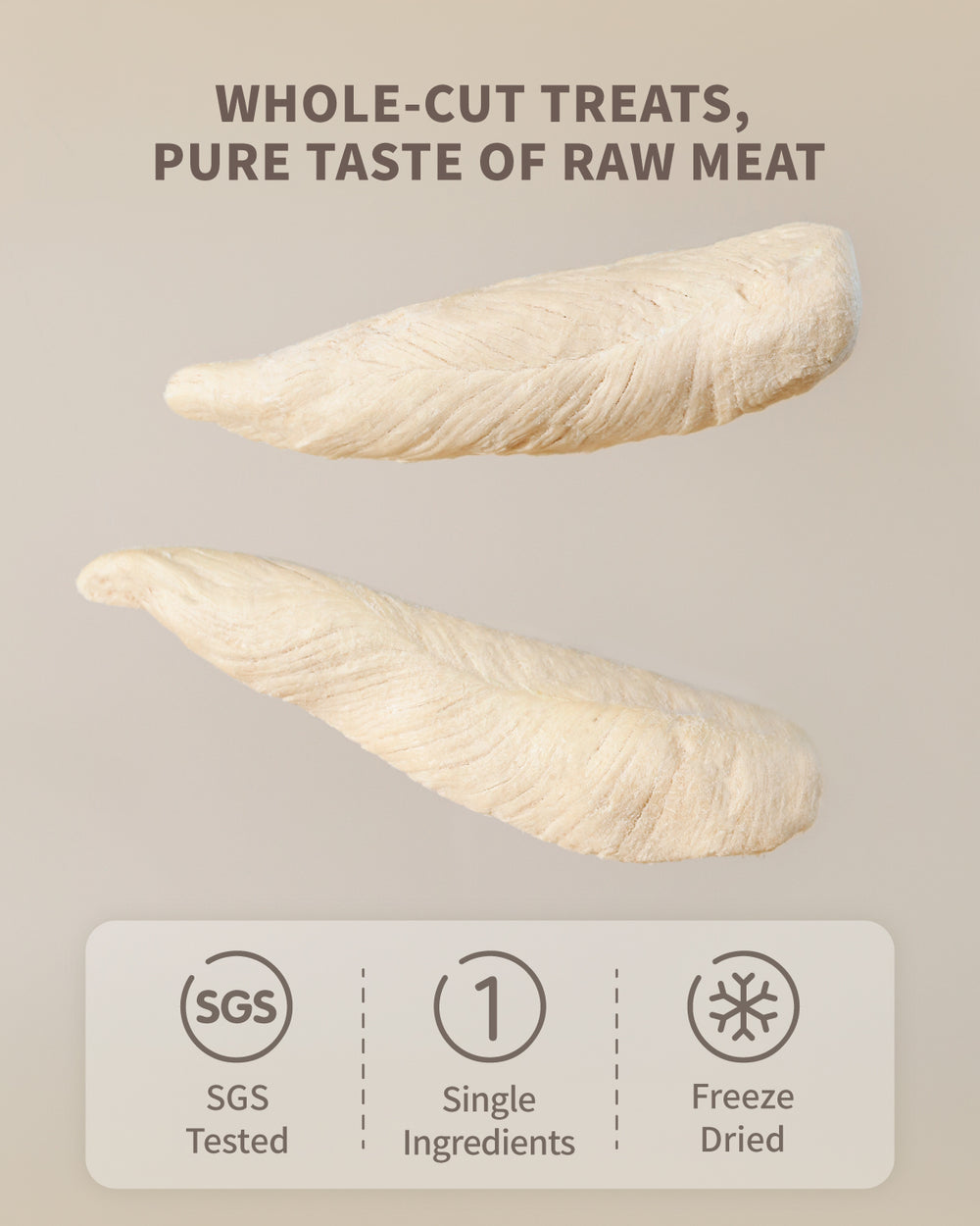 Friandises crues lyophilisées PET-EVER pour chats et chiens Poitrine de poulet lyophilisée