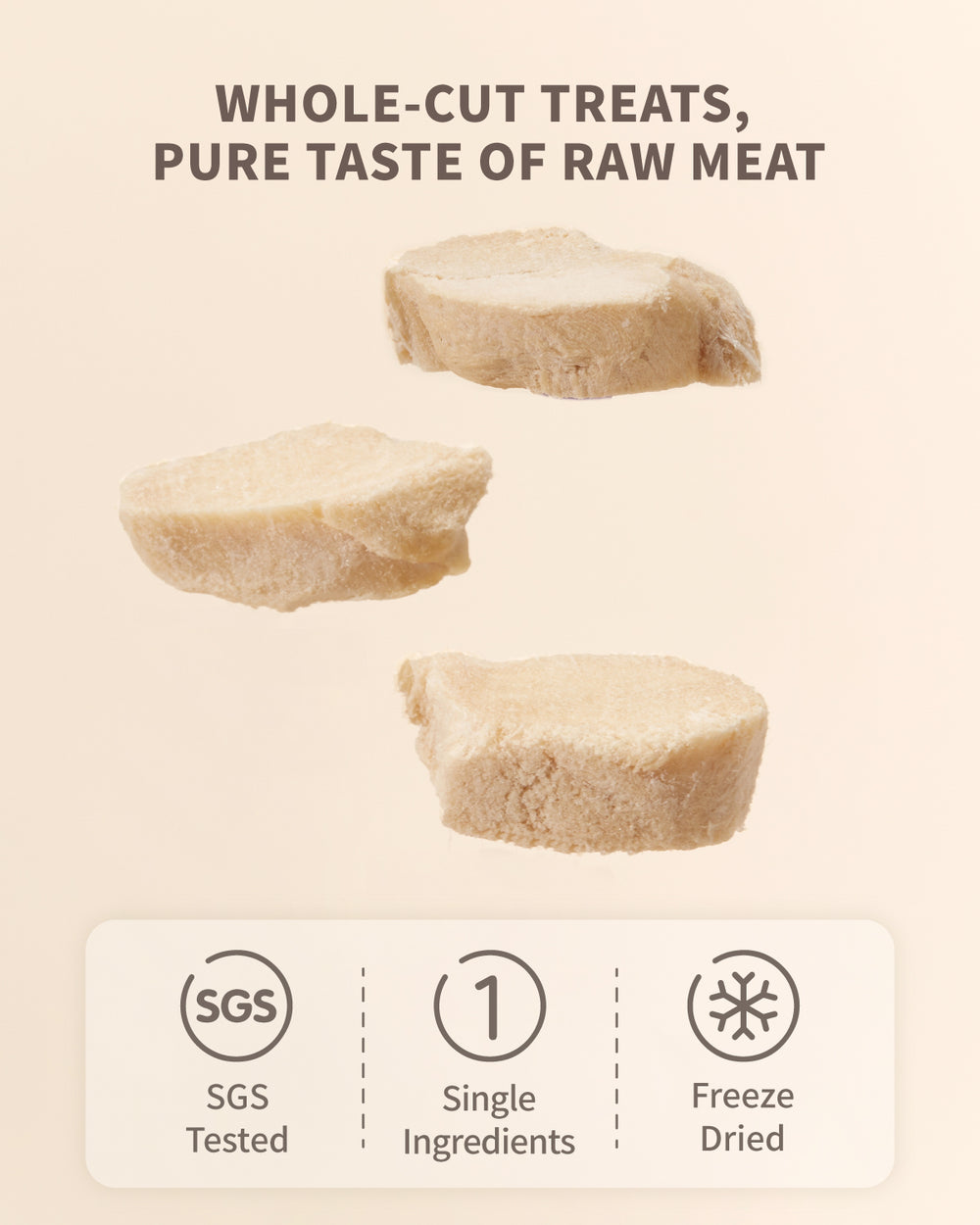 Friandises crues lyophilisées PET-EVER pour chats et chiens, ingrédient unique, hypoallergéniques, élevées dans le respect du bien-être animal, fabriquées en usine, poitrine de poulet et poitrine de canard lyophilisées