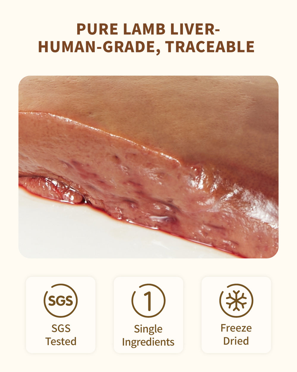 PET-EVER Freeze Dried Raw Cat & Dog Treats Freeze Dried Lamb Liver,Whole Cut Raw Treats for Heart, Coat & Immune Health