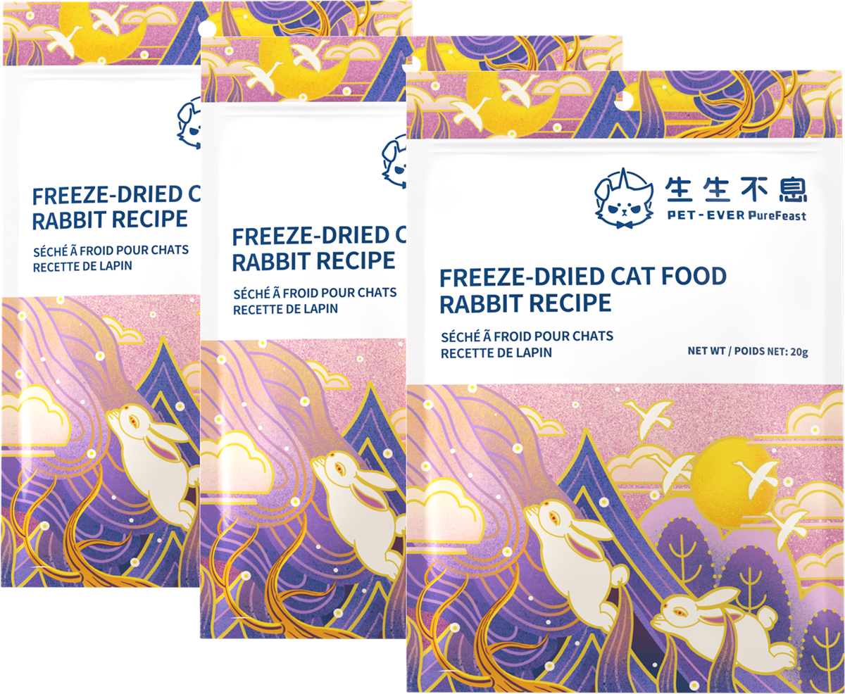 PET-EVER PureFeast Freeze-Dried Cat Food, 97% Animal Origin Soft Dry Food for Cats Kitten, High Protein Healthy Freeze Dried Cats Raw Treat & Topper (Rabbit Recipe - 2.1 Ounce)