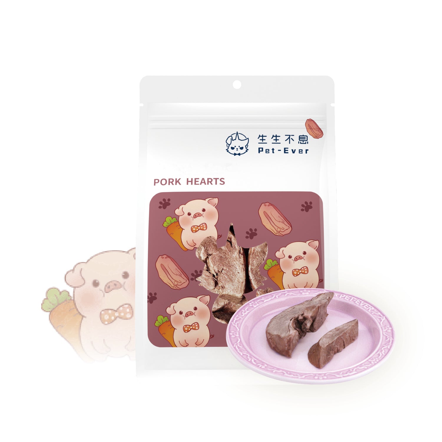 PET-EVER Freeze Dried Raw Cat and & Treats Freeze Dried Pork Hearts