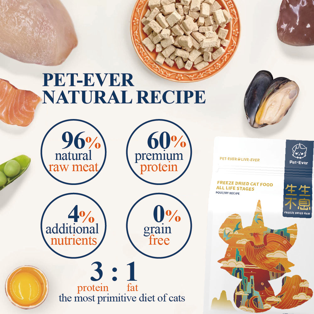 PET-EVER Freeze Dried Raw Cat Food Poultry Recipe