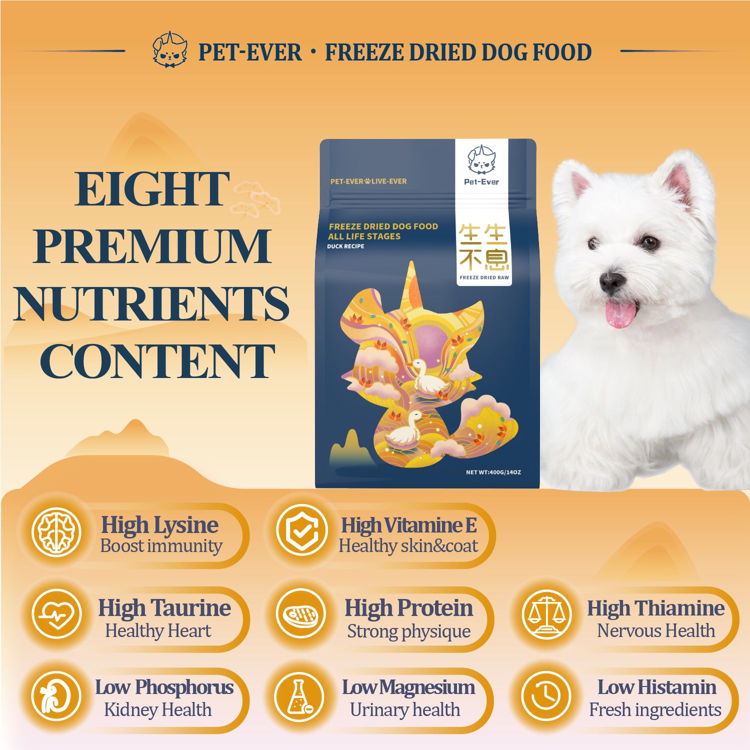 PET-EVER Freeze Dried Raw Dog Food Duck Recipe