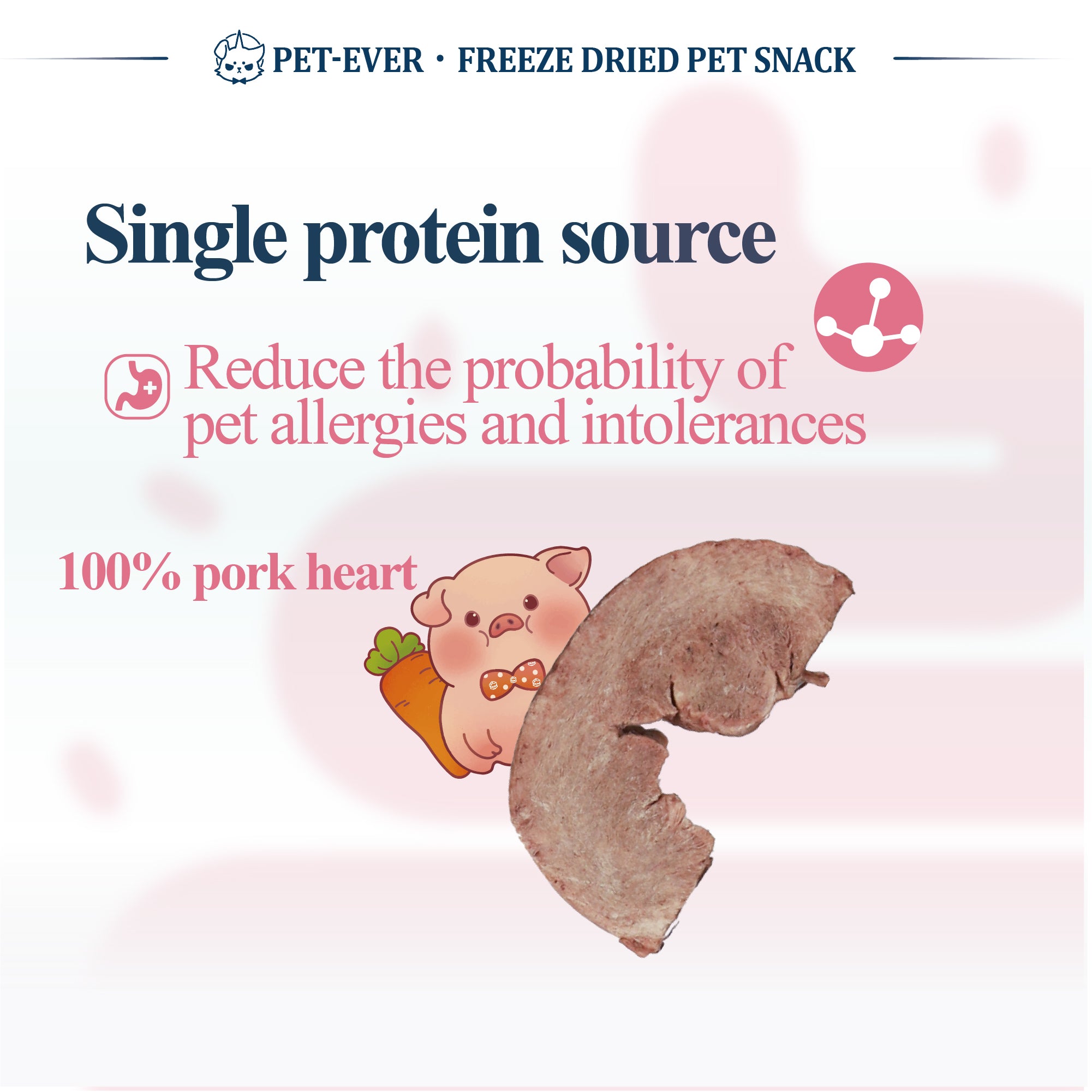 PET-EVER Freeze Dried Raw Cat and & Treats Freeze Dried Pork Hearts