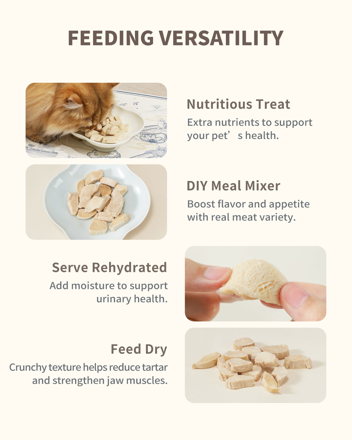 PET-EVER Gefriergetrocknete rohe Leckerlis für Katzen und Hunde. Eine einzige Zutat, hypoallergen, artgerecht aufgezogen und fabrikmäßig hergestellt. Gefriergetrocknete Hühnerbrust und Entenbrust 
