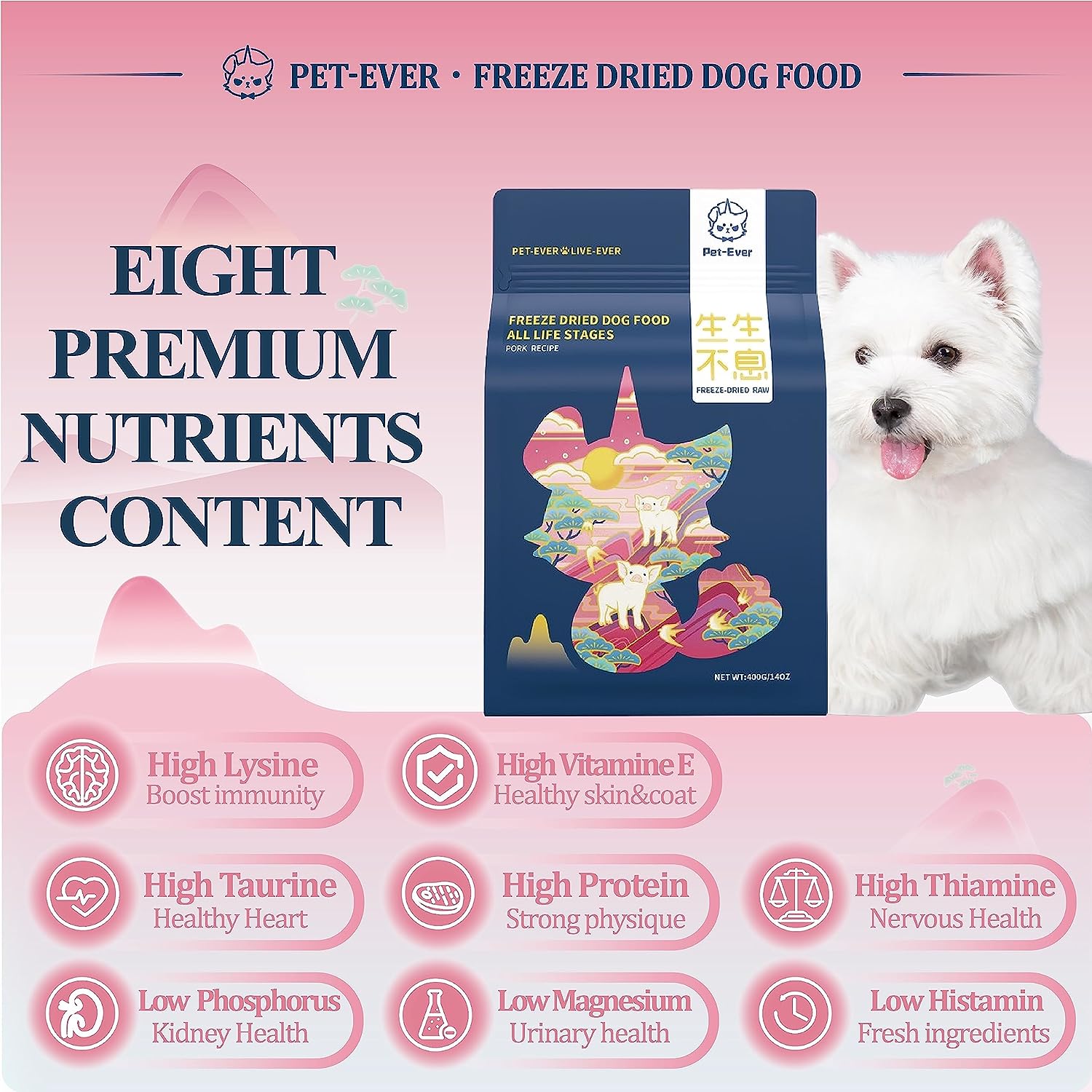 PET-EVER Freeze Dried Raw Dog Food Pork Recipe