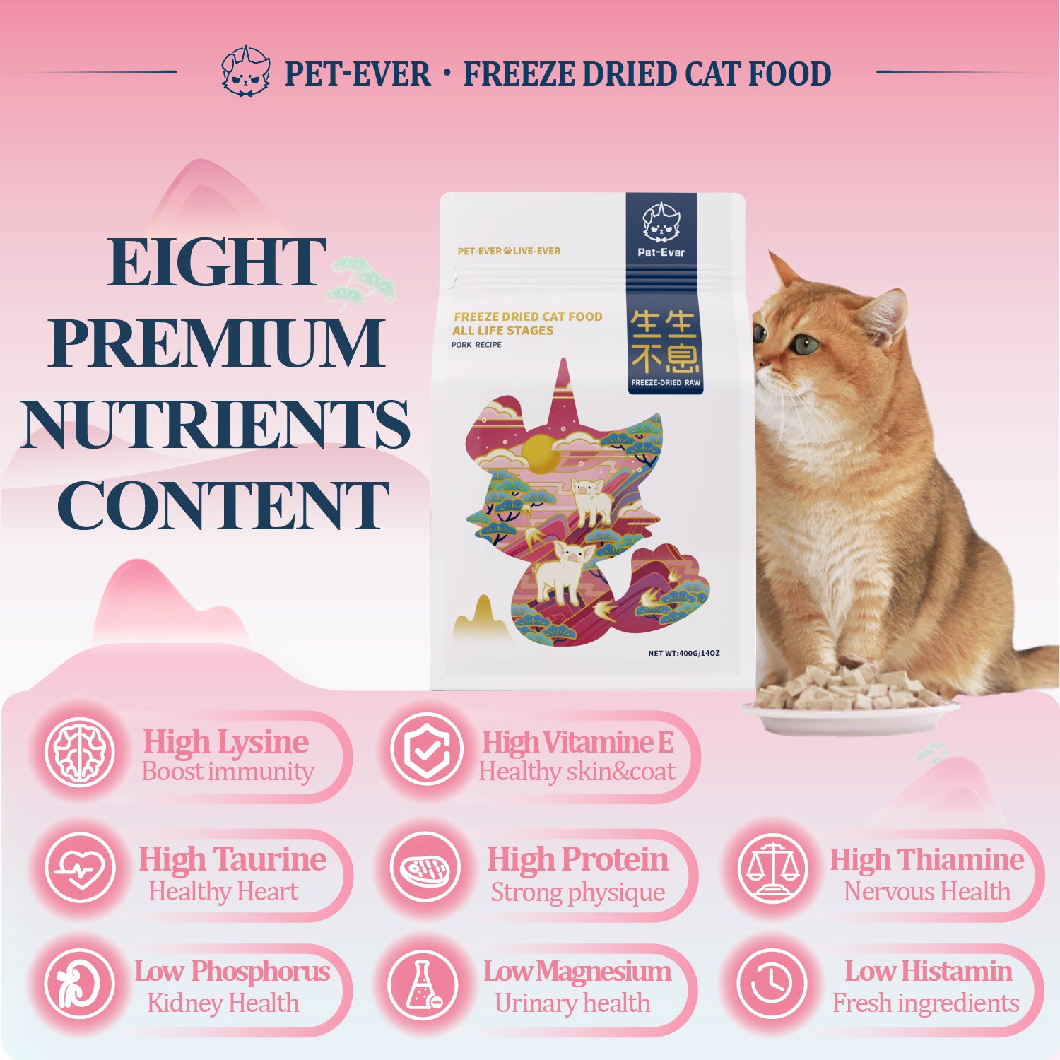 PET EVER Freeze Dried Raw Cat Food Pork Recipe